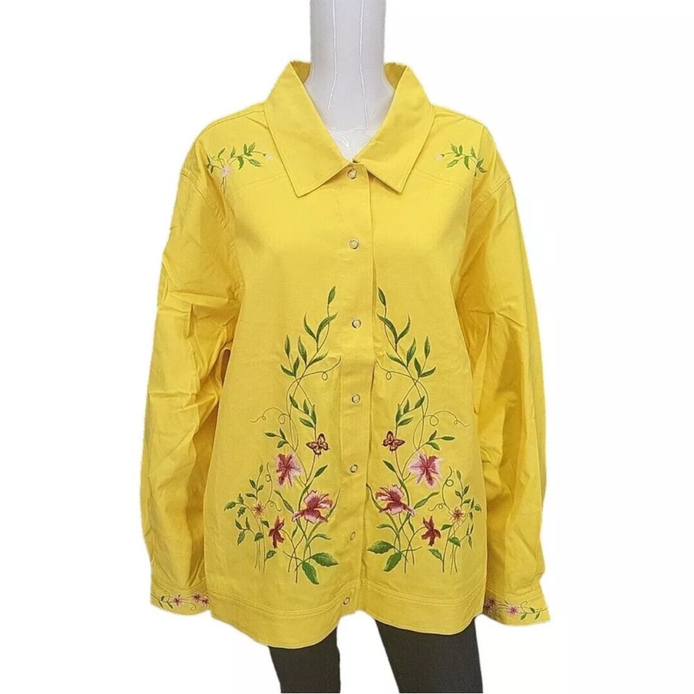 Vintage Victor Costa Occasion Embroidered Yellow Jean Jacket Sz 1X NWT